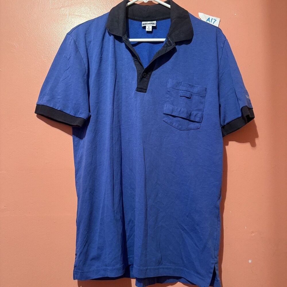United Airlines Employee Staff Shirt S Small Blue Polo Short Sleeve Cintas